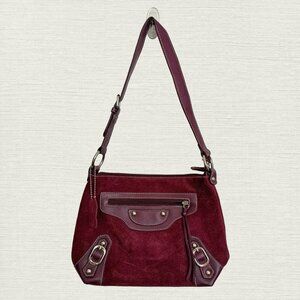 ana a new approach maroon suede leather shoulder bag